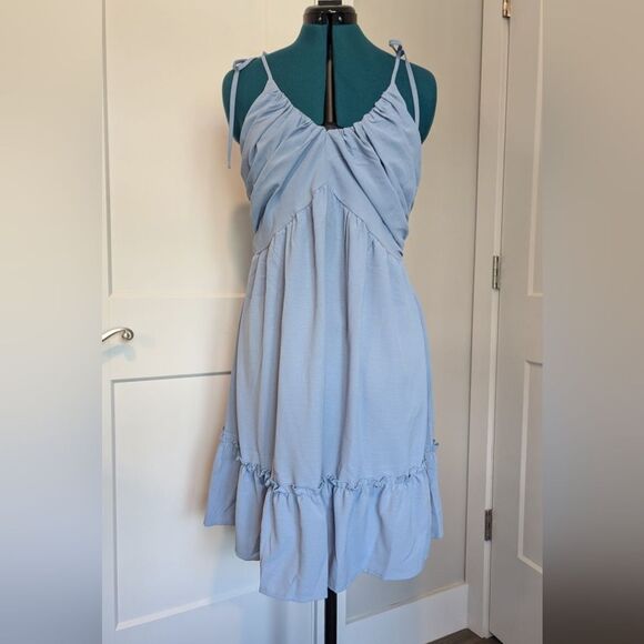 Grace Karin Womens Sundress Size M / L Periwinkle Blue Adjustable Halter Ruffle - Picture 6 of 7